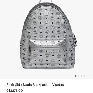 MCM - Silver side studs large backpack